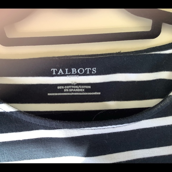 Talbots Petites - Striped Ruffle Short Sleeve - Size Large - Picture 4 of 6